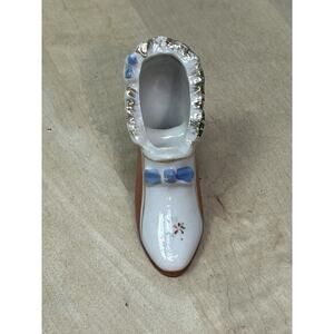Miniature Shoe Figurine‎ Porcelain Floral Detail Vintage Japan